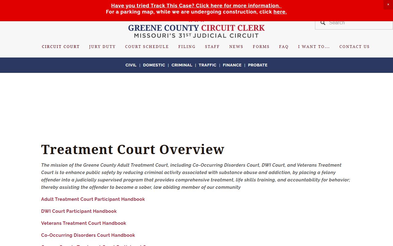 Greene County Circuit Court treatment court records and division information