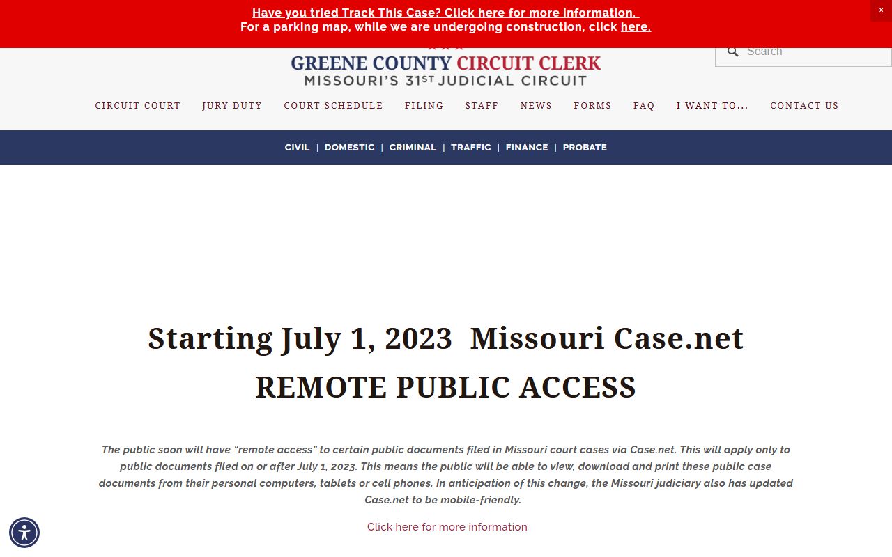 Greene County court records remote public access notice