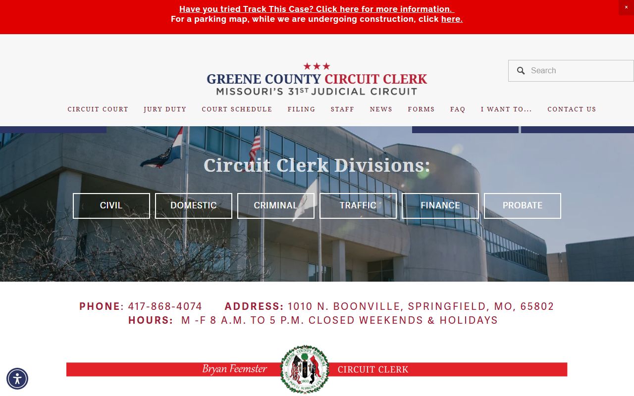 Greene County court records Circuit Clerk homepage