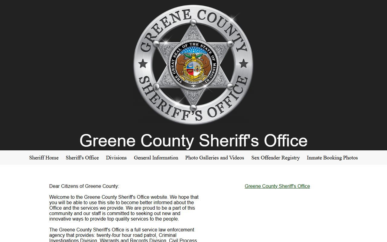 Greene County court records Sheriff's Office homepage