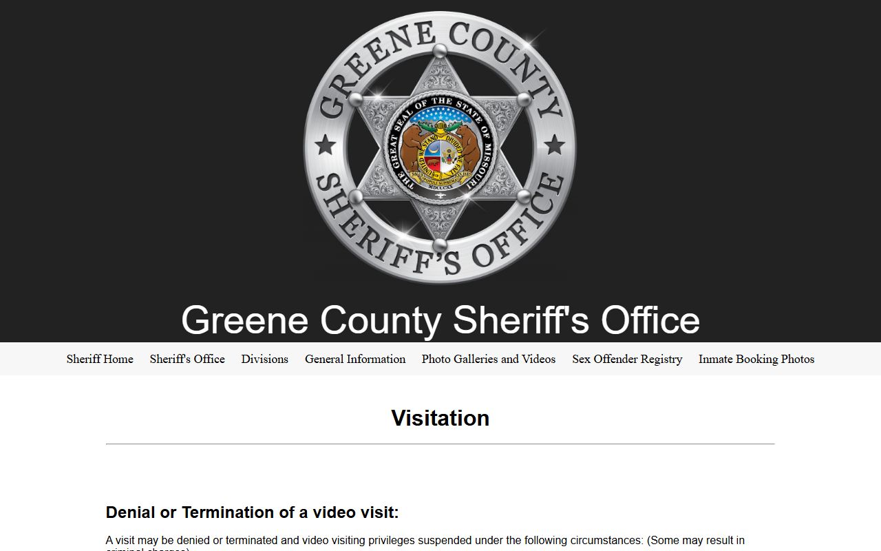 Greene County jail visitation rules