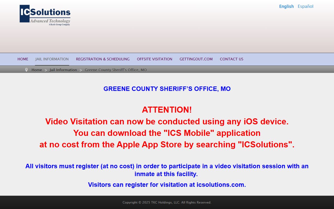 IC Solutions Greene County visitation page