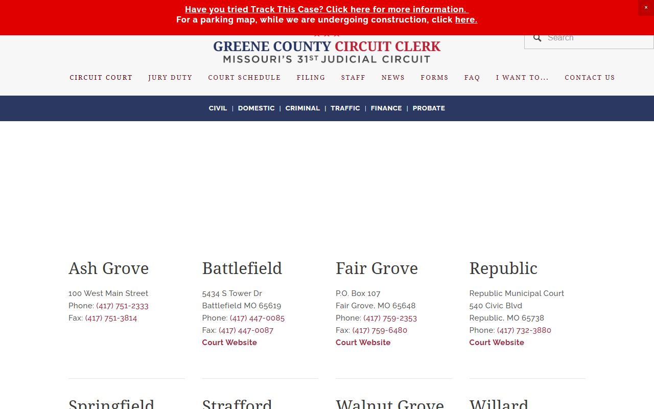 Greene County traffic court records municipal court list